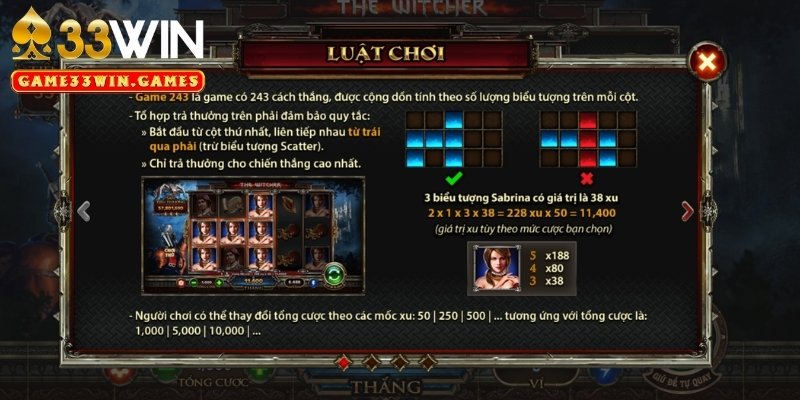 Hướng dẫn cách chơi nổ hũ Witcher đơn giản tại 33win